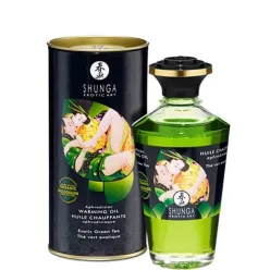 Shunga - melegítő hatású masszázsolaj - zöld tea (100ml) - Bio és natúr intim termékek