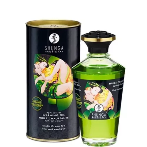 Shunga - melegítő hatású masszázsolaj - zöld tea (100ml) - Bio és natúr intim termékek