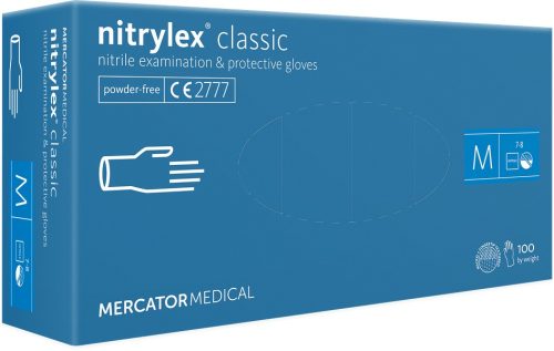 Mercator Nitrylex kék orvosi púdermentes nitril kesztyű - M