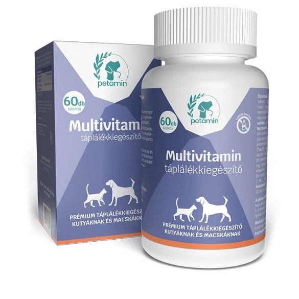 Petamin Multivitamin táplálékkiegészítő Egészségvédő multivitamin kutyáknak és macskáknak 60 db tabletta
