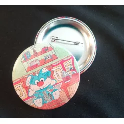   Retro nyuszi kitűző 56 mm - egyedileg rajzolt illusztráció alapján - 1 db