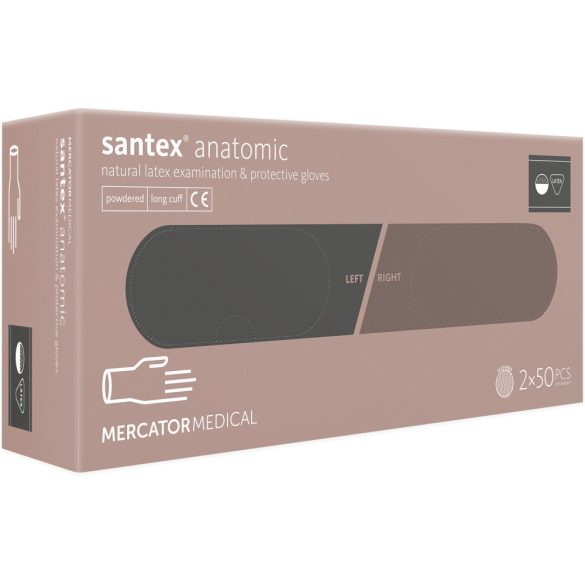Santex anatomic prémium latex vizsgáló kesztyű púdermentes "M-L" 100 db