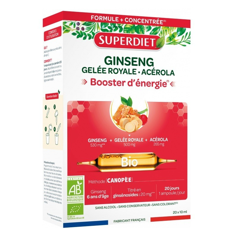 Superdiet méhpempő+ginzeng+acerola energy booster ampulla 20x10ml 200 ml