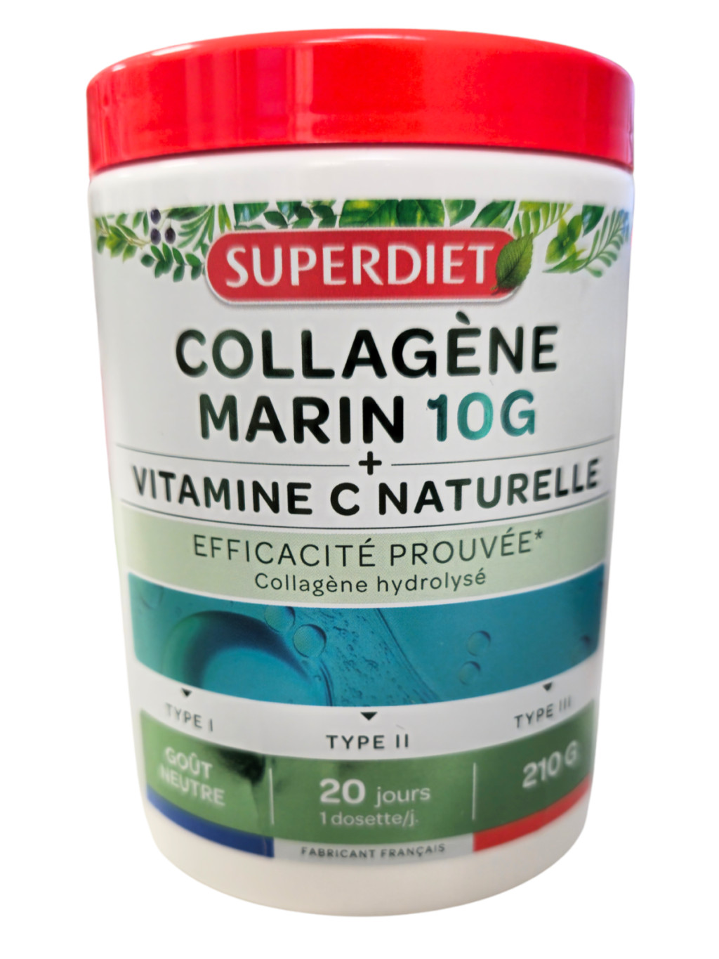 Superdiet tengeri kollagénpor i, ii,iii típus + természetes c-vitamin 210 g