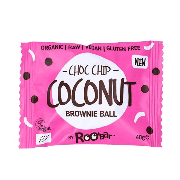 Roobar bio vegán brownie golyó csoki darabok-kókusz 40 g