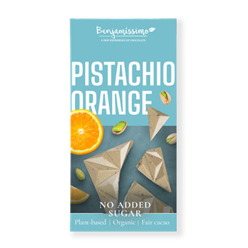 Benjamissimo bio vegán csokoládé pisztáciás tahinivel és narancsolajjal, hozzáadott cukor nélkül édesítőszerrel 60 g
