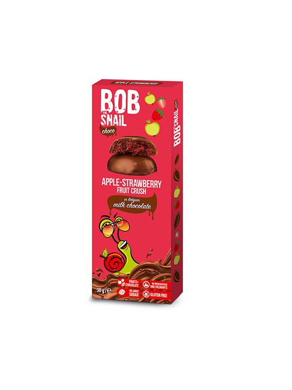 Bob Snail gyümölcs snack étcsokoládéban alma-eper 30 g