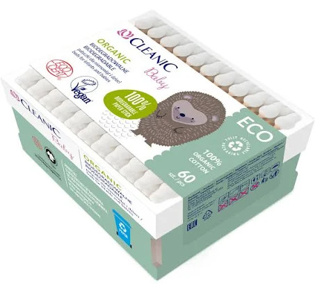 Cleanic baby eco organic biológiailag lebomló fültisztító 60 db akciós termékkép 1