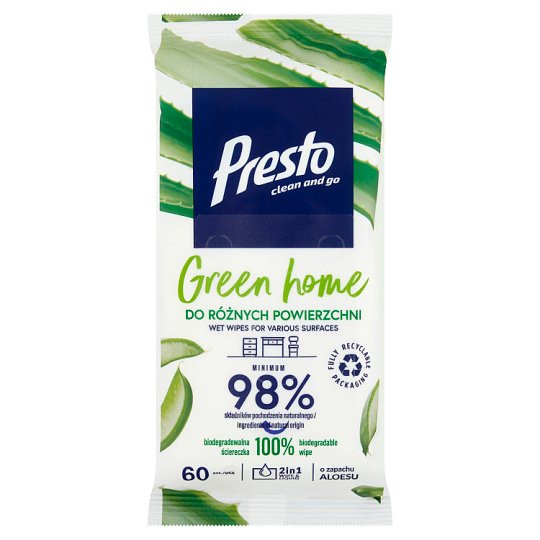 Presto green home univerzális törlőkendő aloe verával 60db