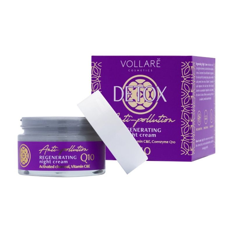 Vollaré age creator detox anti-aging bőrregeneráló éjszakai arckrém aktív szénnel, q10-koenzimmel, c+e-vitaminnal 50 ml