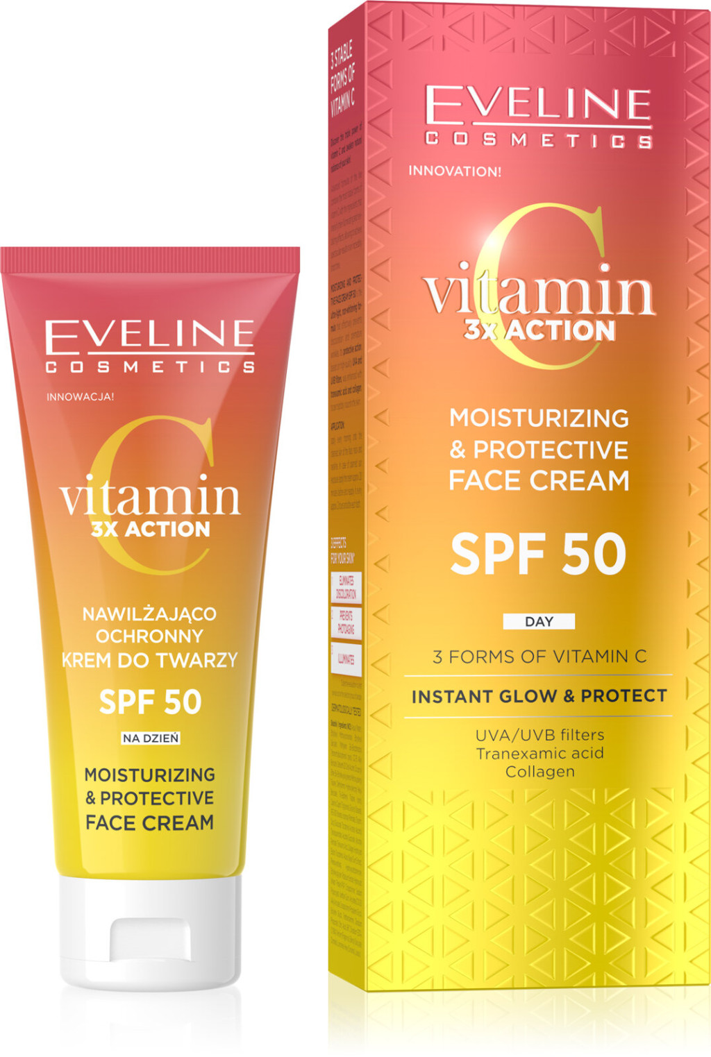 Eveline vitamin c 3x action hidratáló fényvédő arckrém spf50 30 ml akciós termékkép 1
