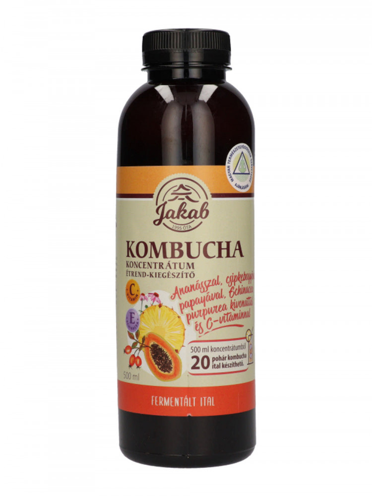 Kombucha tea koncentrátum ananásszal, csipkebogyóval, papayával, echinacea purpurea kivonattal és c-vitaminnal 500 ml