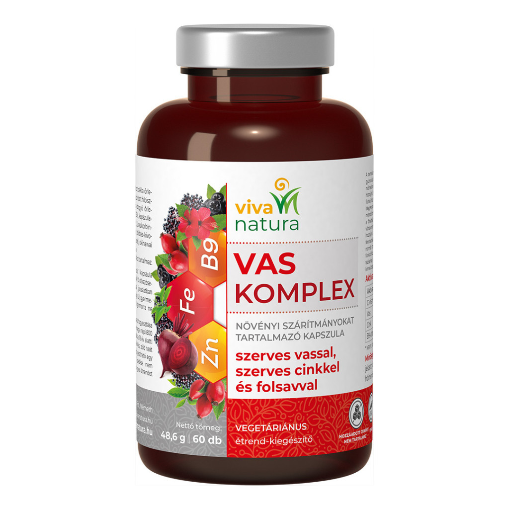 Viva natura vas komplex szerves vassal, cinkkel és folsavval kapszula 60 db