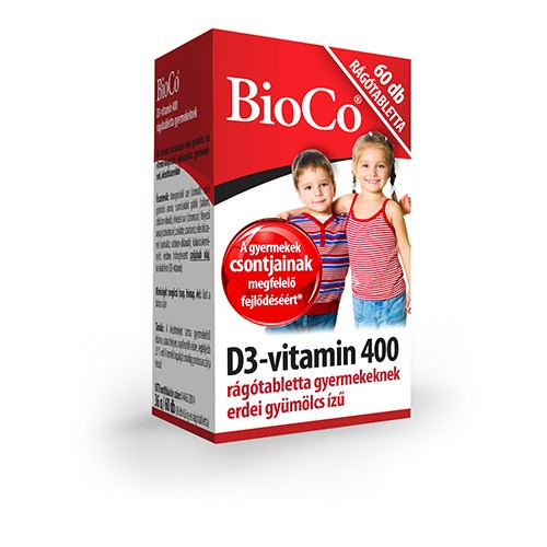 Bioco d3-vitamin 400 rágótabletta gyerekeknek 60 db erdei gyümölcs ízű