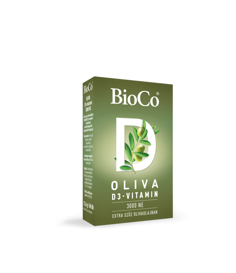 BioCo OLIVA D3-vitamin 3000 NE (lágyzselatin kapszula) 60 db akciós termékkép 1