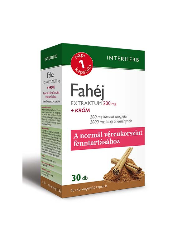 INTERHERB NAPI 1 FAHÉJ EXTRAKTUM 200MG+KRÓM KAPSZULA 30DB