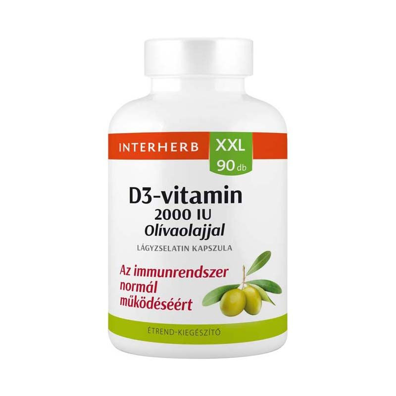 INTERHERB XXL D3-VITAMIN 2000IU OLÍVAOLAJJAL KAPSZULA 90DB