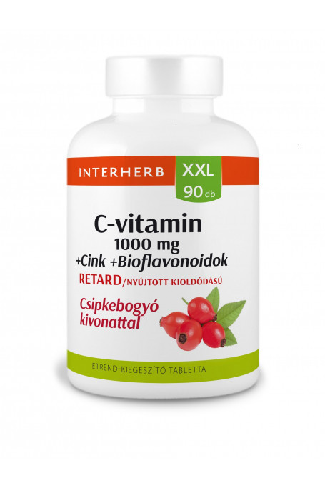 INTERHERB XXL C-VITAMIN 1000MG +CINK+BIOFLAVONOIDOK RETARD TABLETTA 90DB