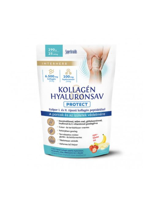 Interherb Kollagén&amp;Hyaluronsav Protect Porcépítő Italpor Eper-Banán Ízű 290G akciós termékkép 1
