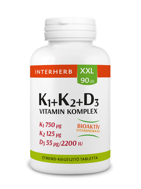 Interherb Xxl K1 + K2 + D3 Vitamin Komplex Tabletta 90Db akciós termékkép 1