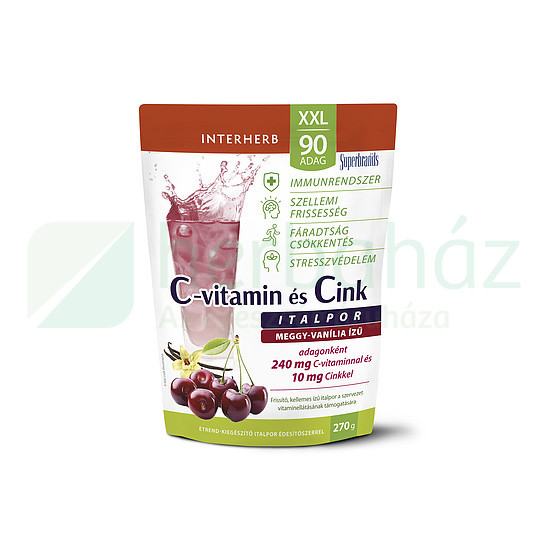 Interherb Xxl C-Vitamin + Cink Meggy-Vanília Ízű Italpor 90 Adag 270G akciós termékkép 1
