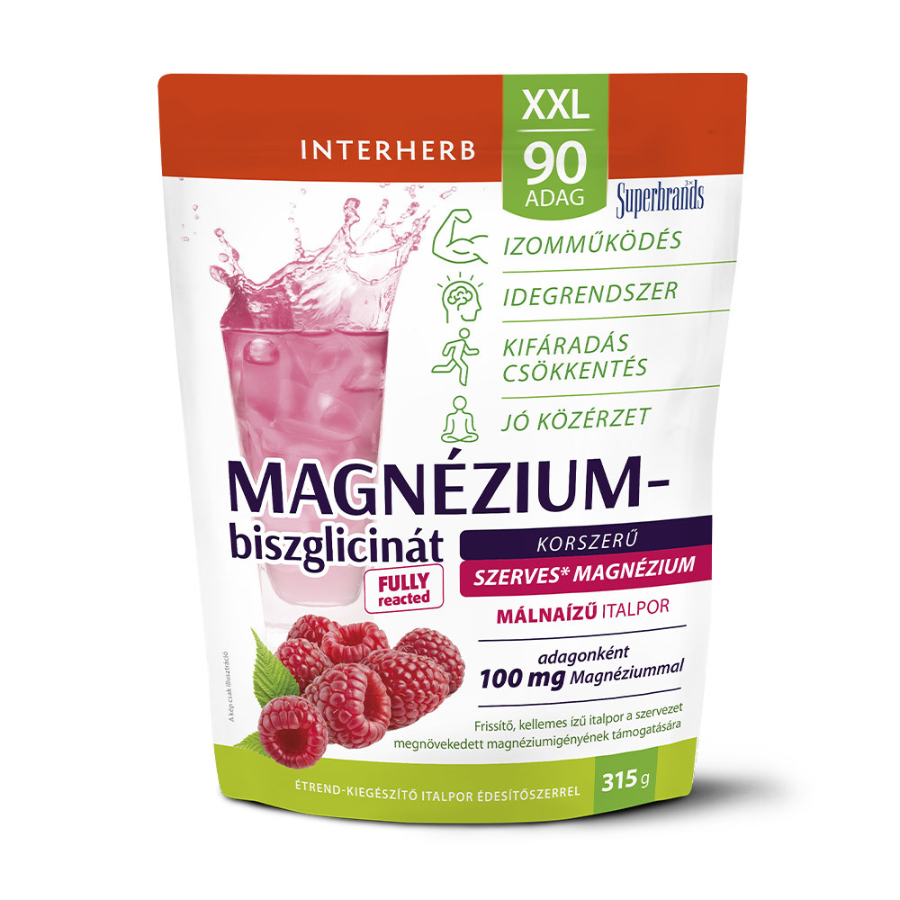 Interherb Xxl Szerves Magnézium-Biszglicinát Málnaízű Italpor 90 Adag 315G akciós termékkép 1