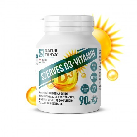 Natur Tanya® Szerves D3-vitamin 4000NE növényi kapszulatokban, E-vitaminnal