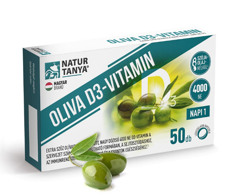 Natur Tanya® OLIVA D3-vitamin. 4000 NE Quali®-D aktív D3-vitamin akciós termékkép 1