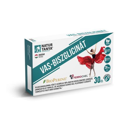 Natur Tanya® VAS-BISZGLICINÁT - Világszabadalommal védett szerves vas és BioPerine® (fekete bors kivonat)