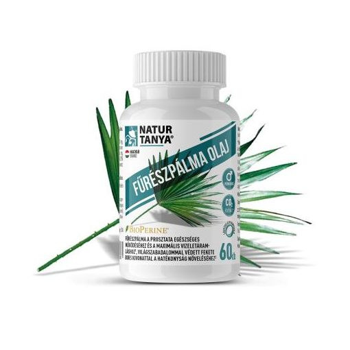 Natur Tanya® FŰRÉSZPÁLMA OLAJ (Szabalpálma, Saw palmetto) - Világszabadalommal védett BioPerine® fekete borssal, természetes vegyes tokoferolokkal és MCT olajjal