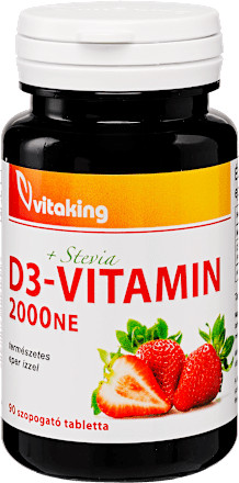 Vitaking Vitamin D3 2000Iu Szopogató Tabletta Eper Ízzel 90Db akciós termékkép 1