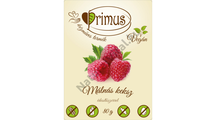 Primus vegán málnás keksz 80 g akciós termékkép 1