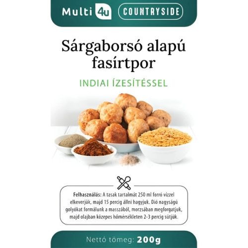Multi 4u countryside sárgaborsó alapú fasírtpor indiai ízesítéssel 200 g akciós termékkép 1