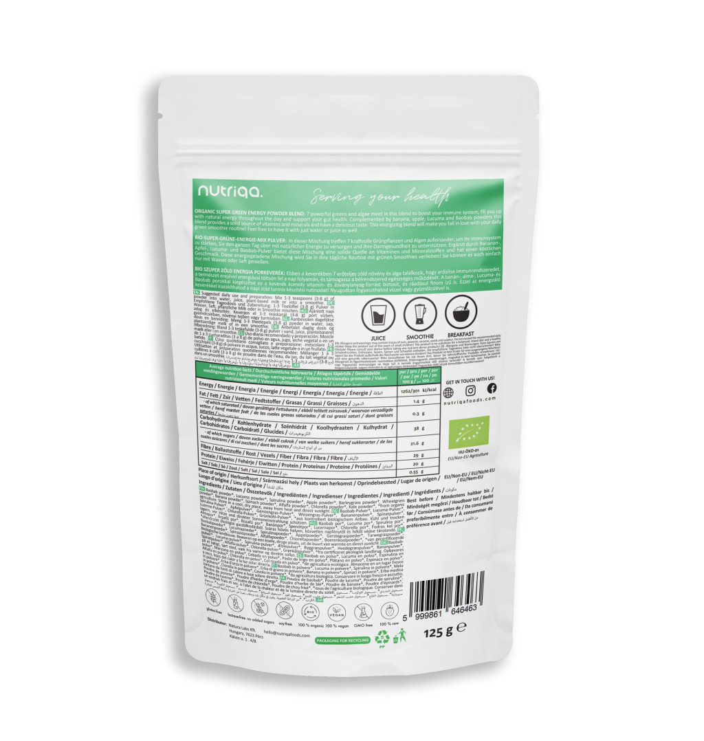 BIO VEGÁN ZÖLD ENERIGA SMOOTHIE 125G