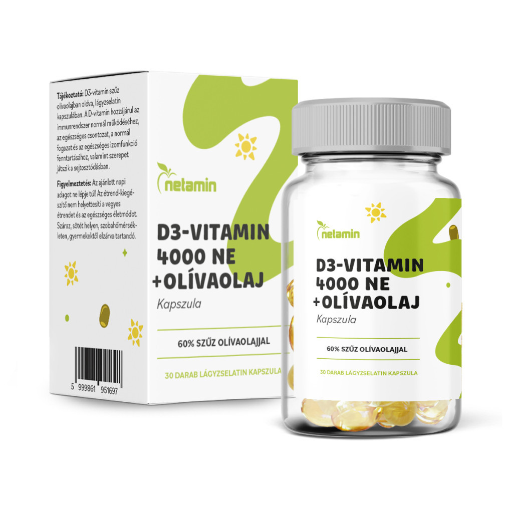 Netamin D3-vitamin 4000NE + olívaolaj kapszula 30x akciós termékkép 1