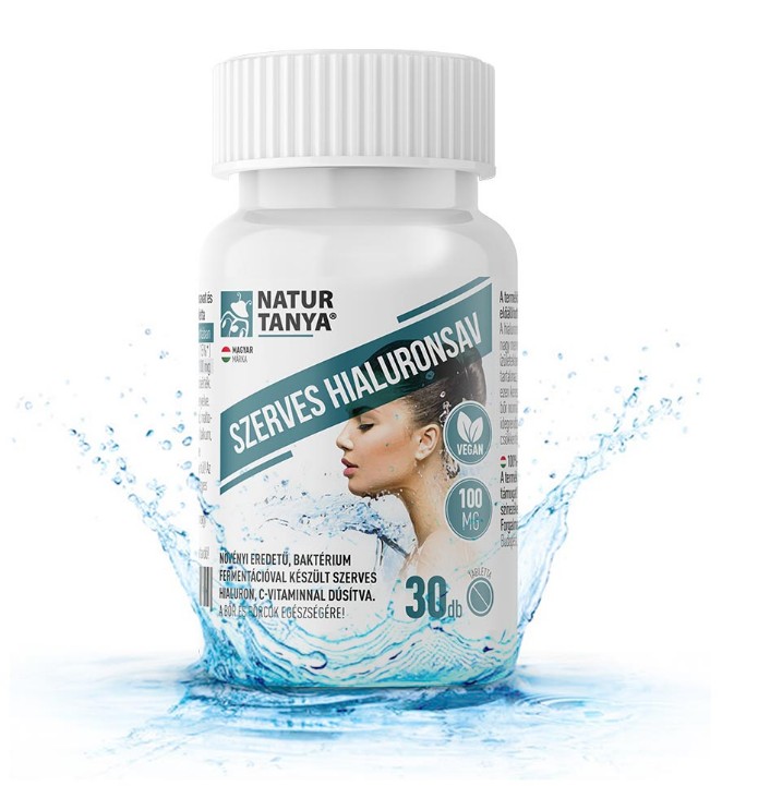 Natur Tanya® Szerves hialuronsav C-vitaminnal dúsítva – Fermentált, magas biohasznosulású, 100mg/tabl. hatóanyag tartalommal