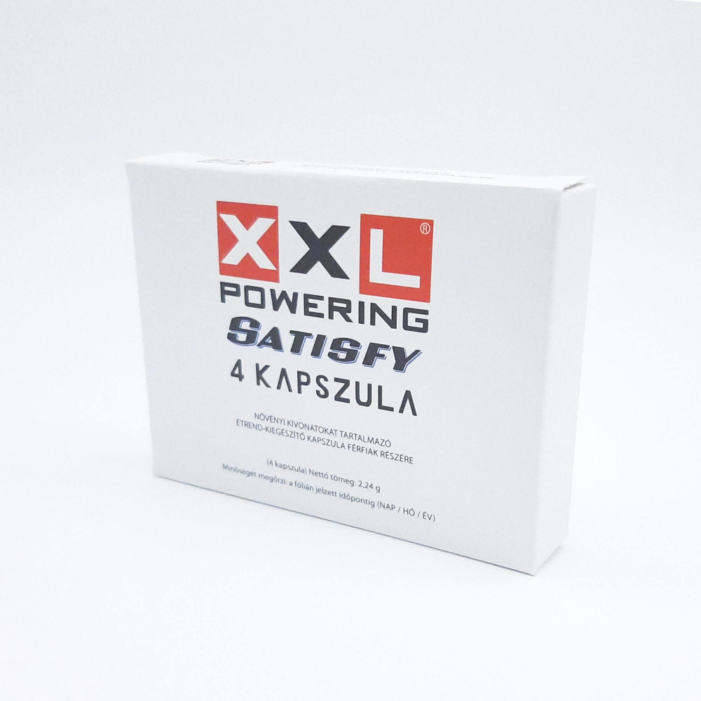 XXL powering Satisfy - erős, étrend-kiegészítő kapszula férfiaknak (4db)