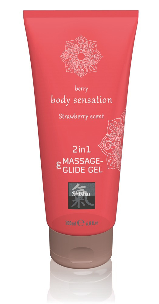 Shiatsu 2in1 Strawberry scent - masszázs síkosító - eper (200 ml)