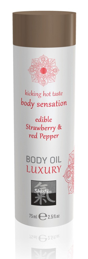 Shiatsu Luxury - ehető masszázsolaj - eper-vörösbors (75 ml)