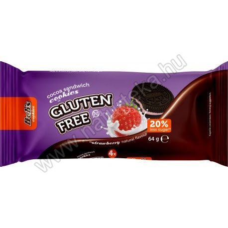 Bob´s Bezlepkové Kakaové sušienky plnené krémom s jahodovou príchuťou (64g)