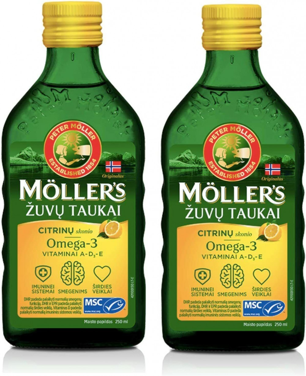 Möllers omega-3 halolaj étrend-kiegészítő a, d és e-vitaminnal, citrom ízesítéssel 250 ml