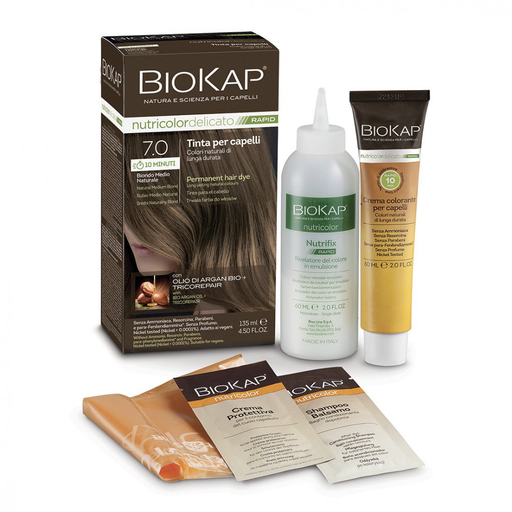 Biokap Nutricolor Rapid Tartós hajfesték Nr 7.0 Natural Medium Blond 135ml akciós termékkép 1