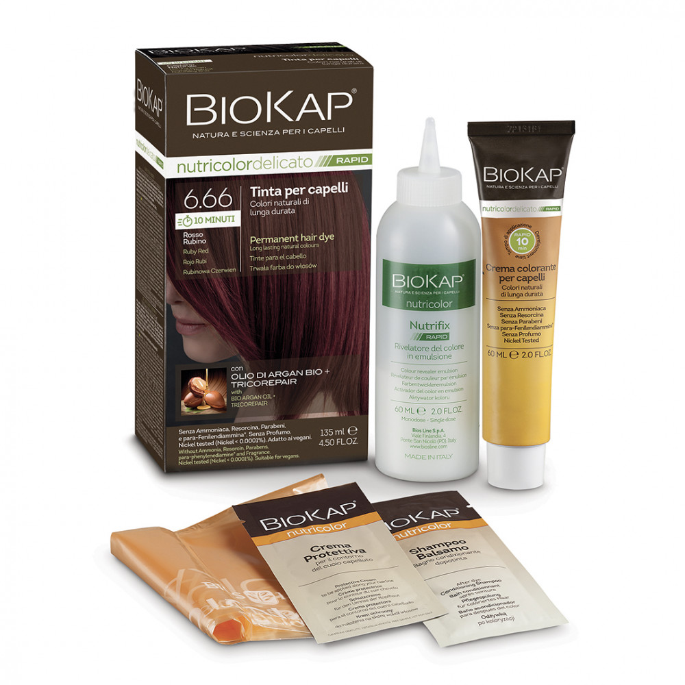 Biokap Nutricolor Rapid Tartós hajfesték Nr 6.66 Ruby Red 135ml akciós termékkép 1