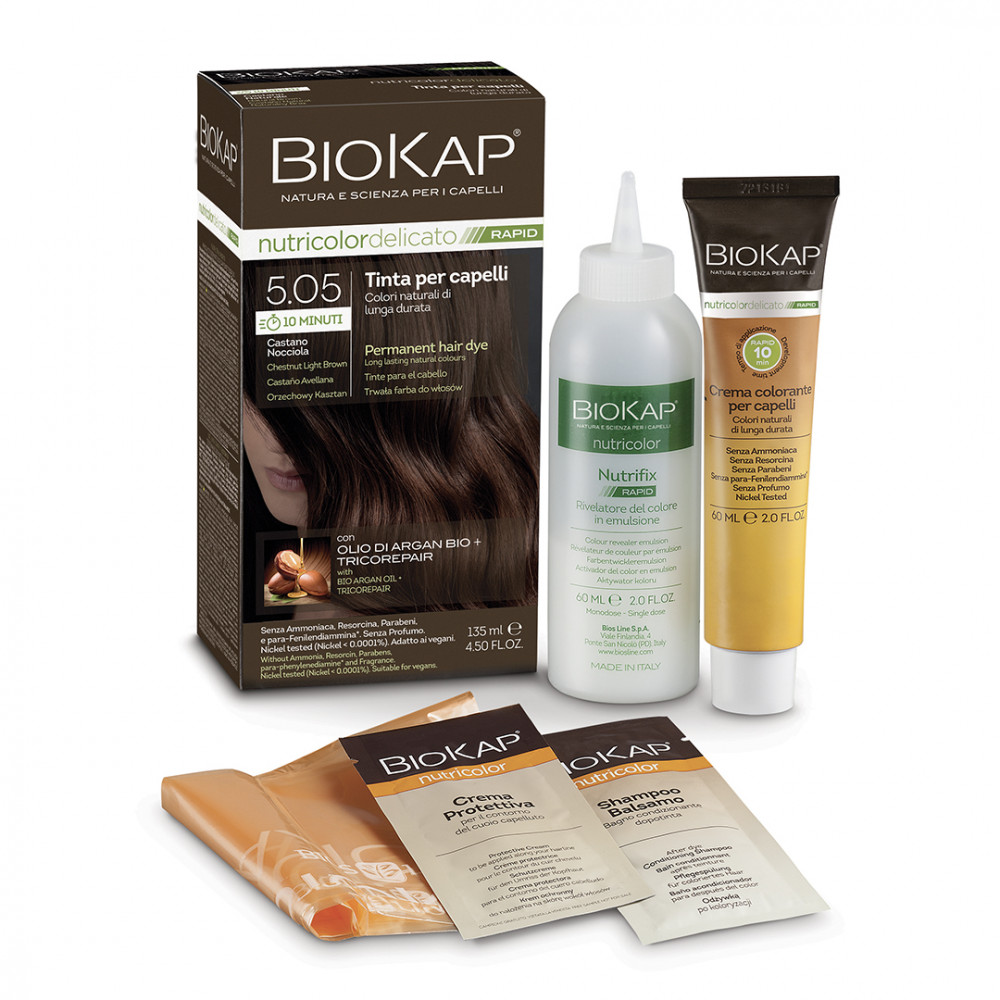 Biokap Nutricolor Rapid Tartós hajfesték Nr 5.05 Chestnut Light Brown 135ml akciós termékkép 1
