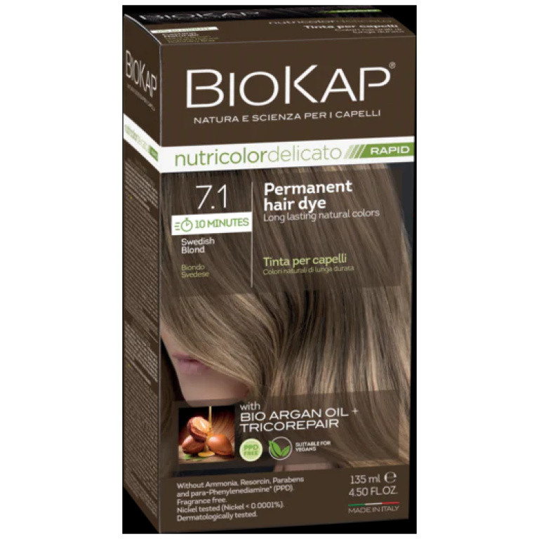 Biokap Nutricolor Rapid Tartós hajfesték Nr 7.1 Swedish Blond 135ml akciós termékkép 1