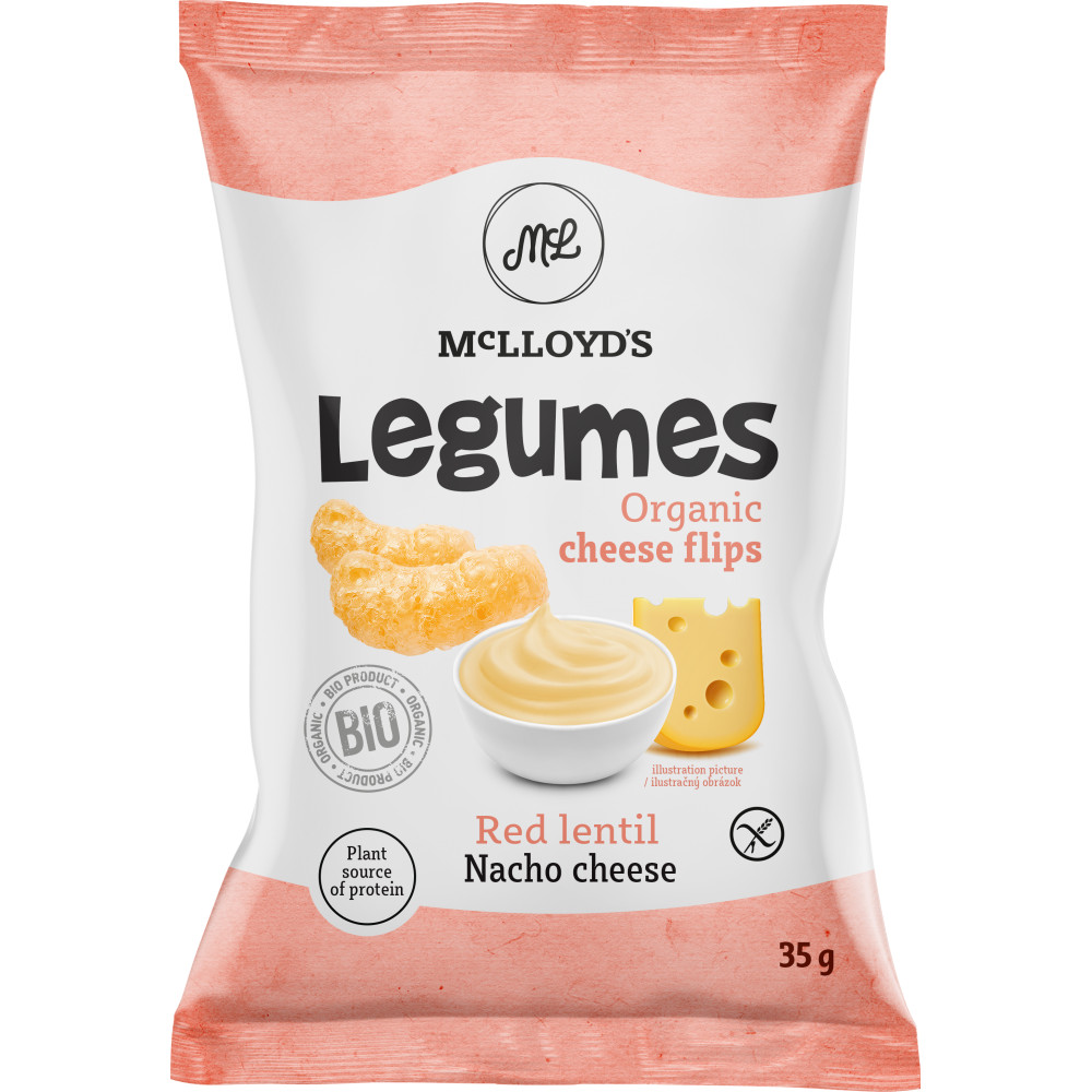 Mclloyds bio legumes extrudált snack vöröslencse nacho sajttal 35 g