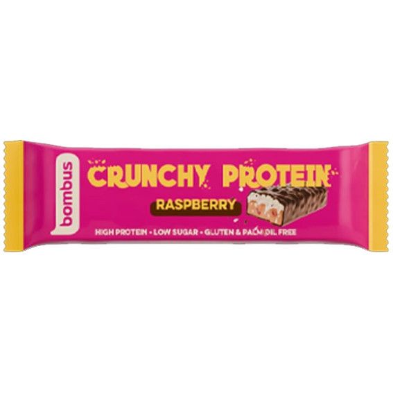 Bombus crunchy proteinszelet tejcsokoládéval málna ízzel és édesítőszerrel 50 g