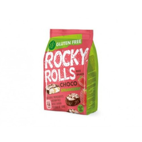 Rocky Rolls eper ízű puffasztott rizs korong csoki bevonat 70 g