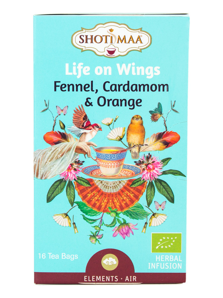 Shoti Maa bio life on wings édeskömény, kardamom és narancs tea 16x2 g 32 g akciós termékkép 1