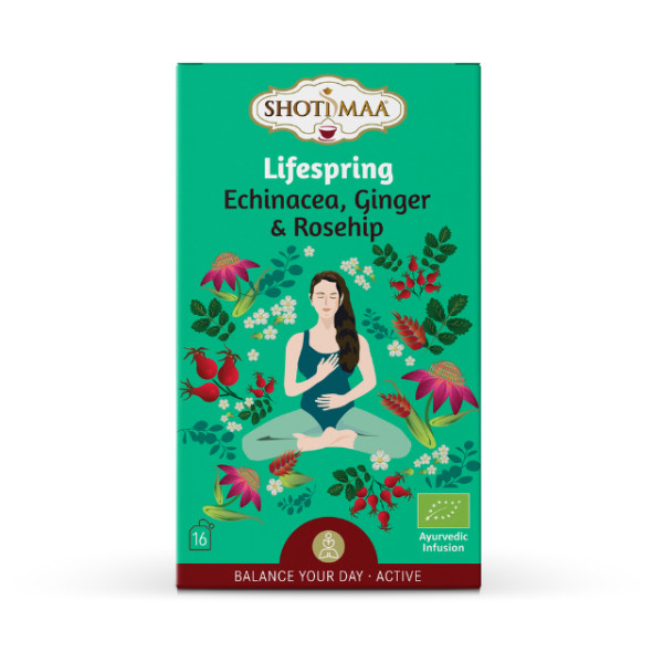 Shoti Maa bio lifespring echinacea, gyömbér és csipkebogyó tea 16x2 g 32 g